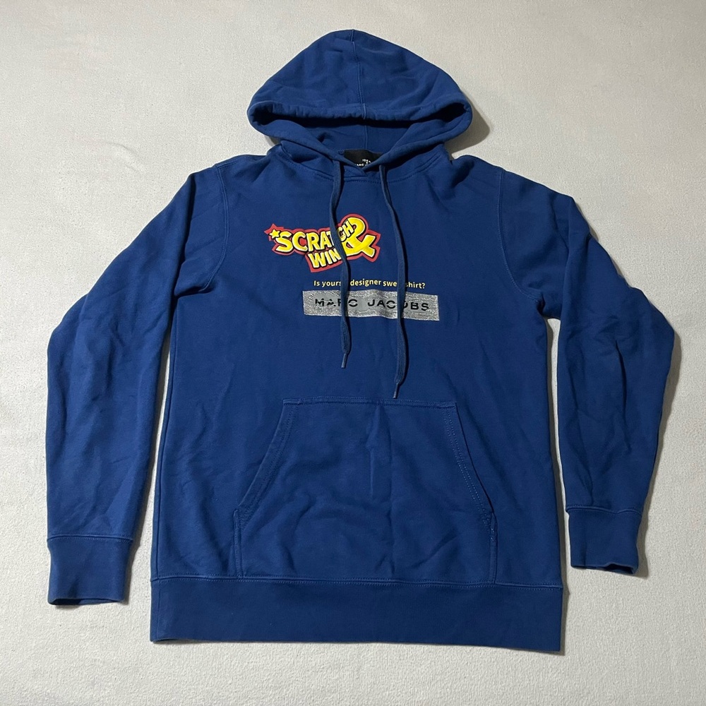 Marc Jacobs X Idea Scratch And Win Designer‎ Blue Hoodie Sweatshirt Size XS